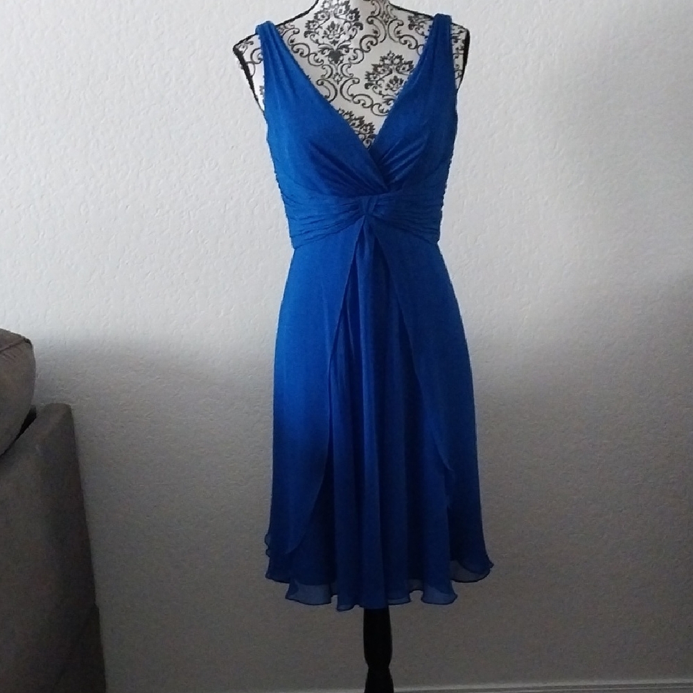 David's Bridal Sapphire Blue Sleeveless Dress